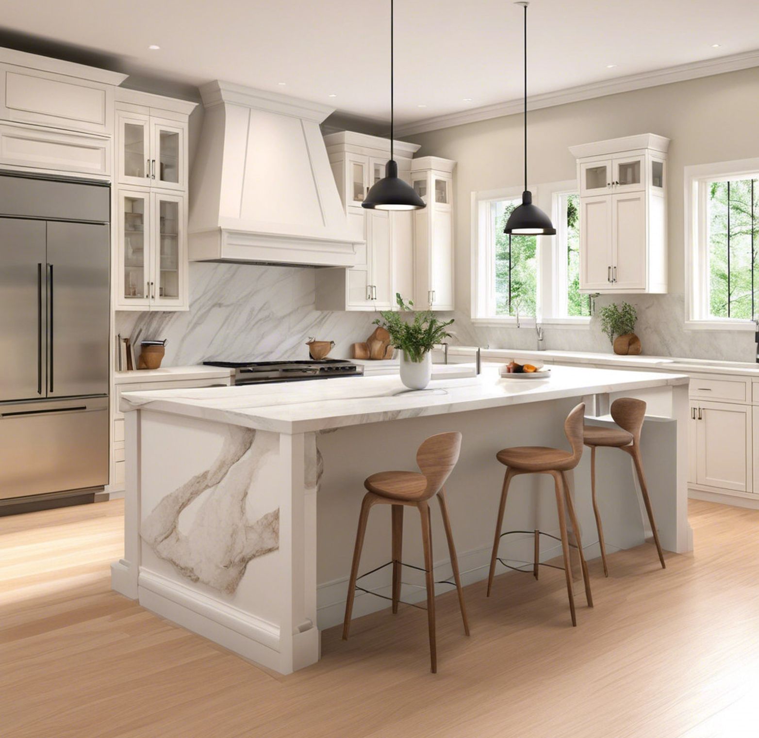 Kitchen with Marble counter